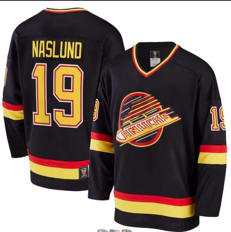 Men%27s Vancouver Canucks #19 Markus Naslund Black Throwback CCM Jersey Dzhi->toronto maple leafs->NHL Jersey